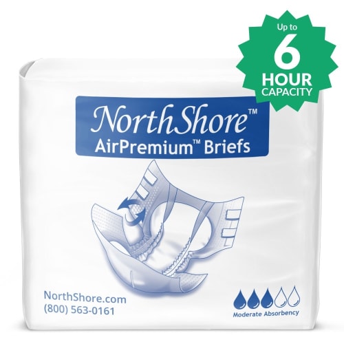 NorthShore AirPremium Tab Brief, Absorbency Up to 6 Hours, 30 oz, Large, White